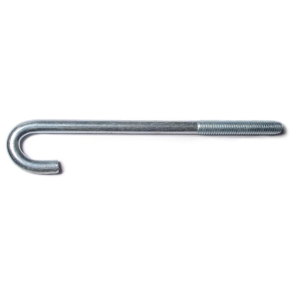 Midwest Fastener 3/8" x 5/8" x 7" Zinc Plated Steel Coarse Thread J-Bolts 20PK 51052 - main